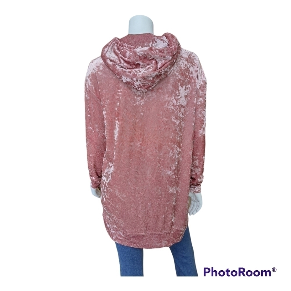 Cabin Fever comfort pink velvet hoodie pullover velvet top sweater dusty pink - Picture 7 of 16